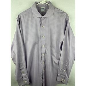 Brooks Brothers Shirt 346 Slim Mens 16.5 4/5 Lavender Plaid Button Down Lng Slv